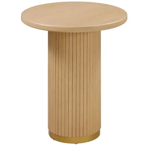 Aurora Fluted 26" Round Entry Table - Natural Ash - Brown