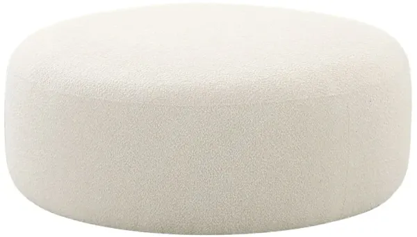 Hiro Boucle Round Ottoman, Cream