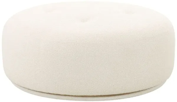 Kylan Boucle Round Swivel Ottoman, Cream