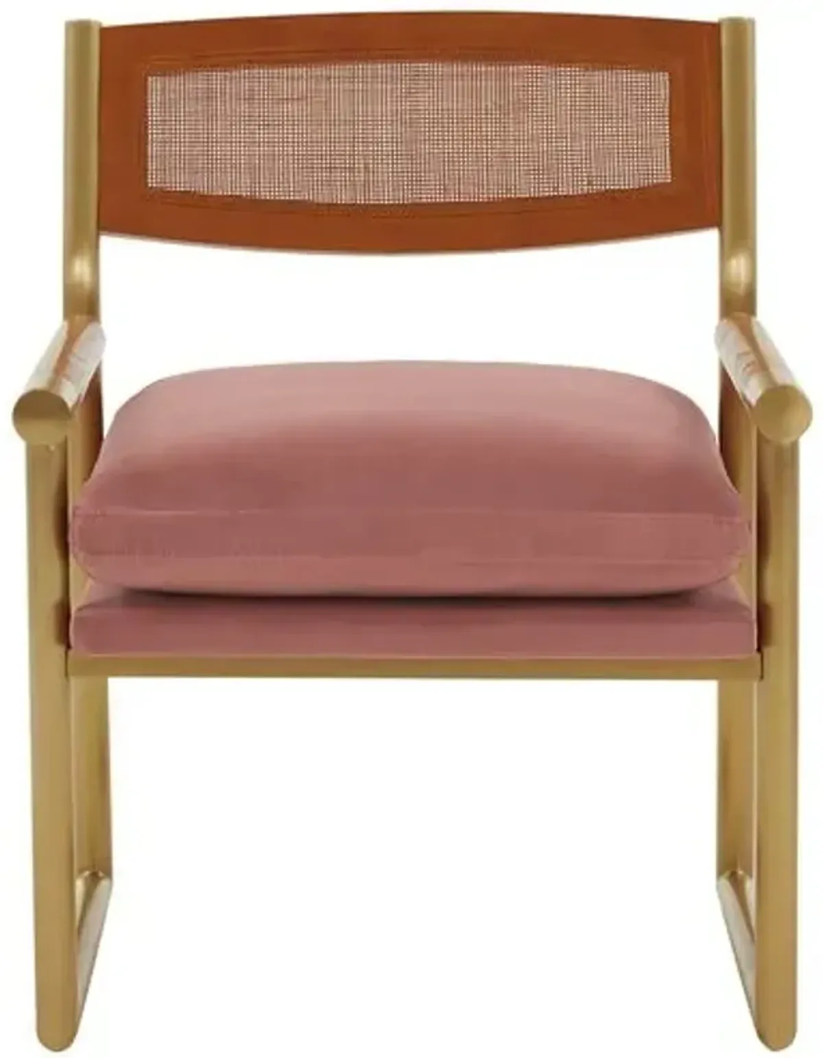 Casey Rattan Velvet Accent Chair - Handcrafted - Pink, Comfortable, Durable, Cushioned