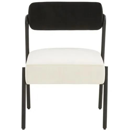 Xen Velvet Accent Chair - Black/Cream - Handcrafted - White, Comfortable, Durable, Velvet Upholstery, Cushioned