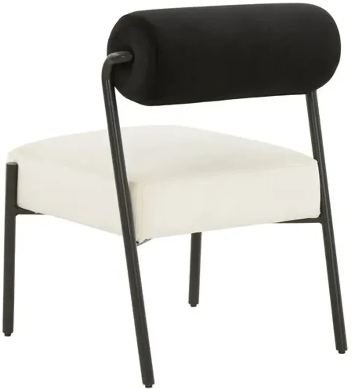 Xen Velvet Accent Chair - Black/Cream - Handcrafted - White, Comfortable, Durable, Velvet Upholstery, Cushioned