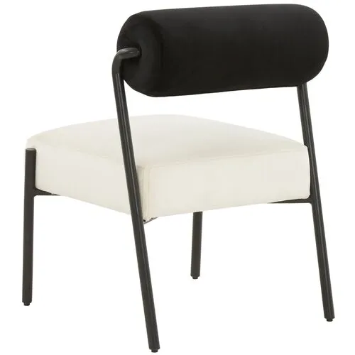 Xen Velvet Accent Chair - Black/Cream - Handcrafted - White, Comfortable, Durable, Velvet Upholstery, Cushioned