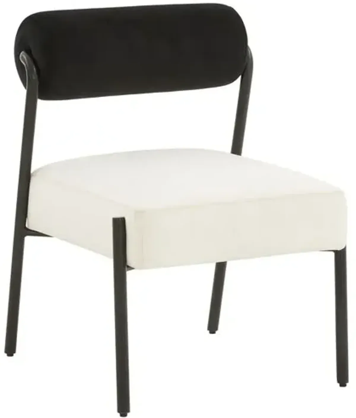 Xen Velvet Accent Chair - Black/Cream - Handcrafted - White, Comfortable, Durable, Velvet Upholstery, Cushioned