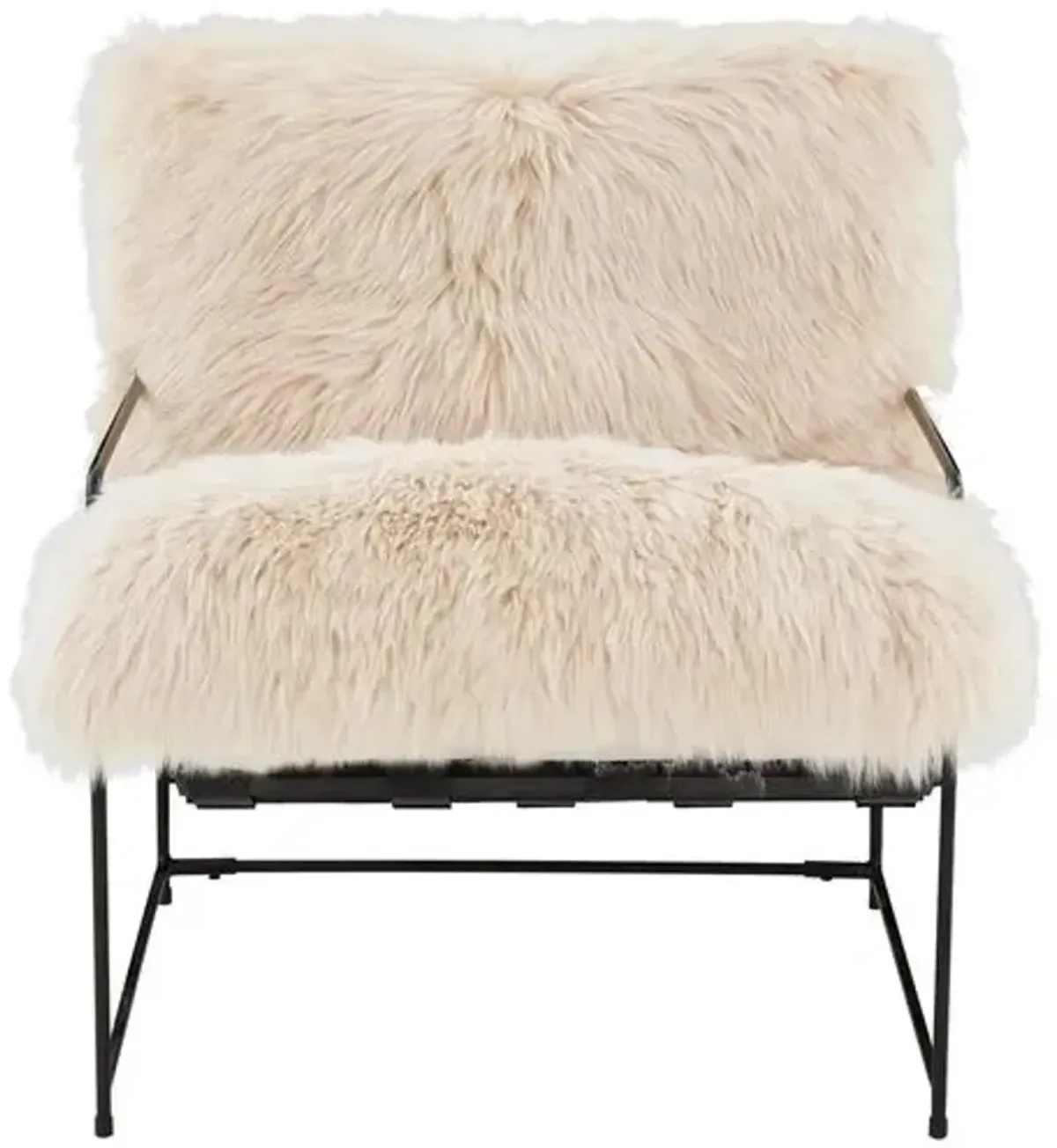 Tori Sheepskin Accent Chair - Natural - Handcrafted - Brown, Comfortable, Durable, Cushioned