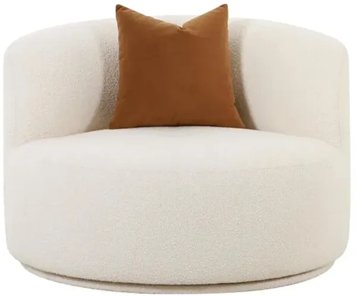 Kylan Boucle Swivel Chair - Cream - Handcrafted