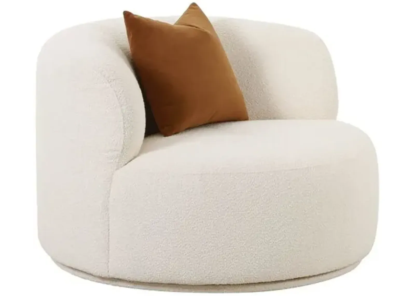 Kylan Boucle Swivel Chair - Cream - Handcrafted