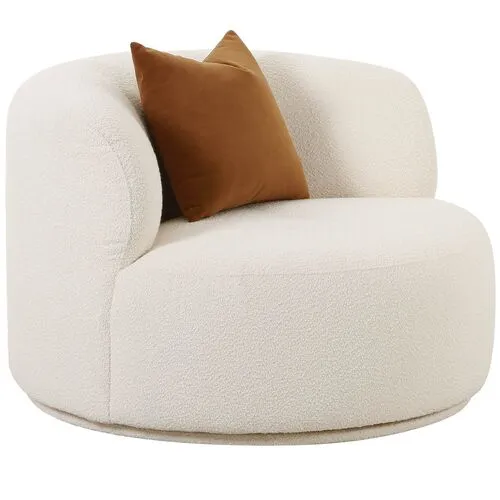 Kylan Boucle Swivel Chair - Cream - Handcrafted