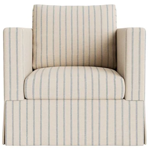 Marth Stewart Brock Chair - Lily Pond Linen Weave Stripe - Handcrafted - Blue