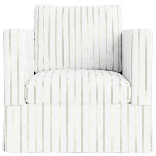 Marth Stewart Brock Chair - Lily Pond Linen Weave Stripe - Handcrafted - Green