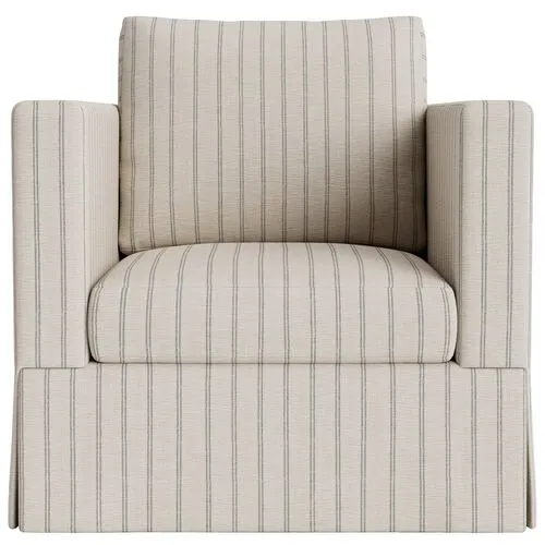 Marth Stewart Brock Chair - Lily Pond Linen Weave Stripe - Handcrafted - Gray