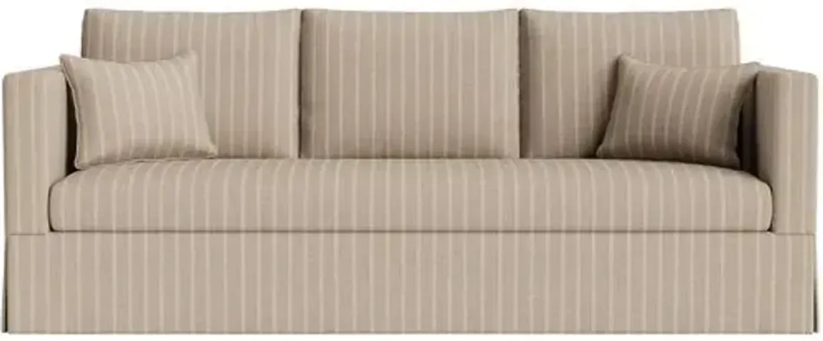 Marth Stewart Brock Sofa - Lily Pond Linen Weave Stripe - Handcrafted