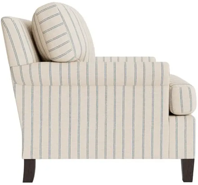 Marth Stewart Foster Chair - Lily Pond Linen Weave Stripe - Handcrafted - Blue