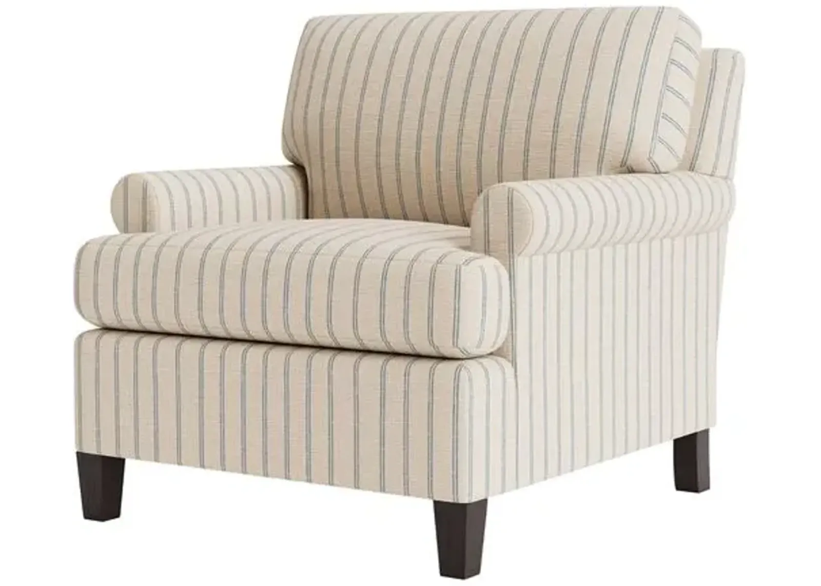 Marth Stewart Foster Chair - Lily Pond Linen Weave Stripe - Handcrafted - Blue