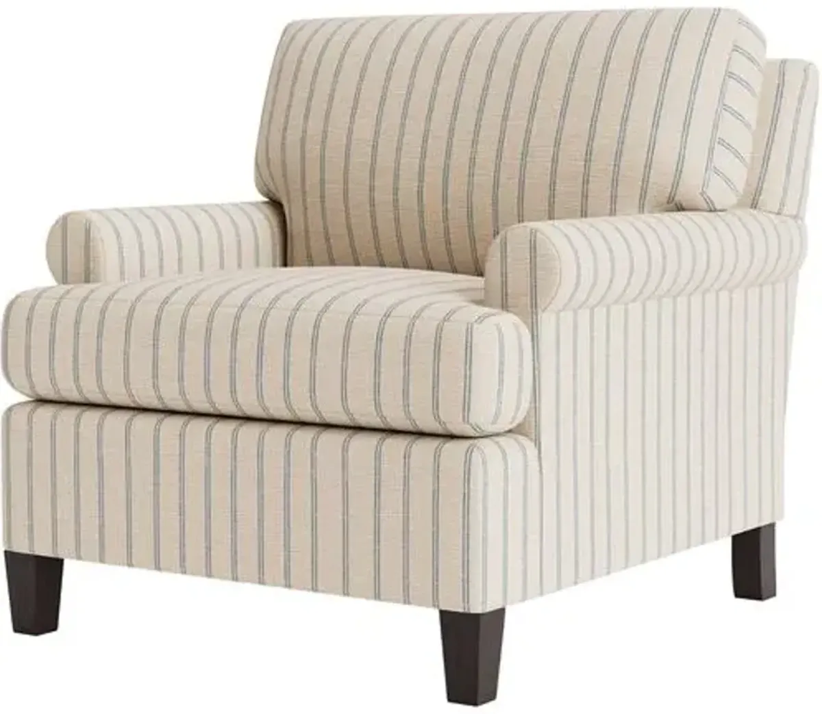 Marth Stewart Foster Chair - Lily Pond Linen Weave Stripe - Handcrafted - Blue