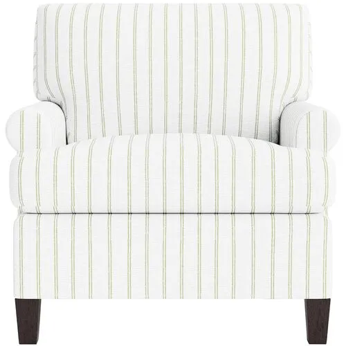 Marth Stewart Foster Chair - Lily Pond Linen Weave Stripe - Handcrafted - Green