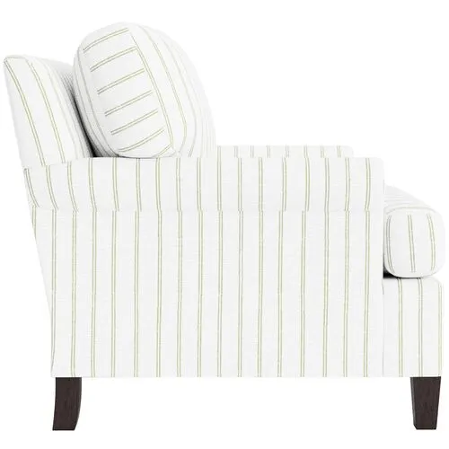 Marth Stewart Foster Chair - Lily Pond Linen Weave Stripe - Handcrafted - Green