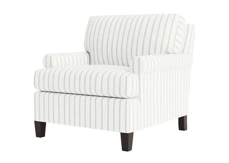 Marth Stewart Foster Chair - Lily Pond Linen Weave Stripe - Handcrafted - Green