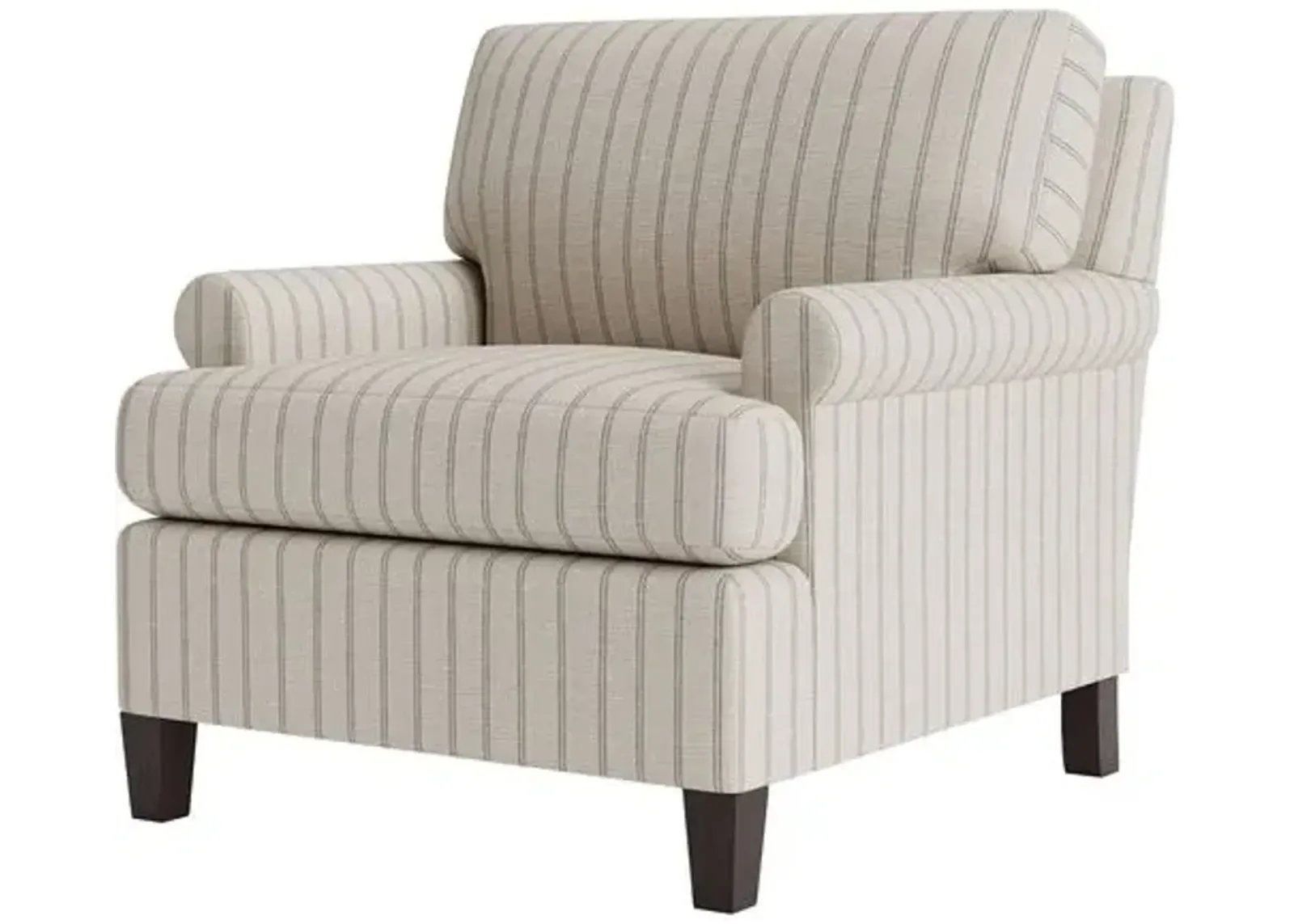 Marth Stewart Foster Chair - Lily Pond Linen Weave Stripe - Handcrafted - Gray