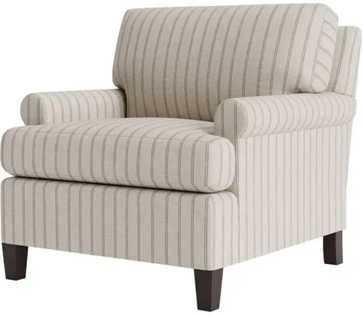 Marth Stewart Foster Chair - Lily Pond Linen Weave Stripe - Handcrafted - Gray