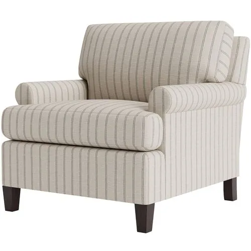 Marth Stewart Foster Chair - Lily Pond Linen Weave Stripe - Handcrafted - Gray