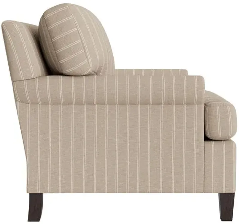 Marth Stewart Foster Chair - Lily Pond Linen Weave Stripe - Handcrafted - Brown