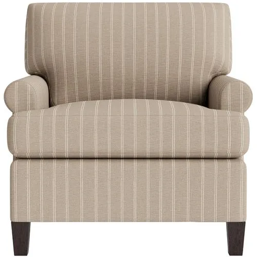 Marth Stewart Foster Chair - Lily Pond Linen Weave Stripe - Handcrafted - Brown