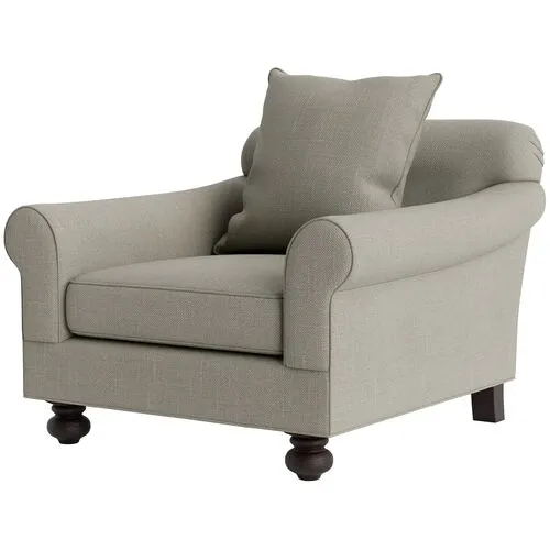 Marth Stewart Logan Chair - Lily Pond Linen Weave - Handcrafted - Gray