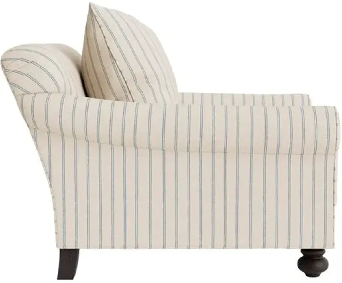 Marth Stewart Logan Chair - Lily Pond Linen Weave Stripe - Handcrafted - Blue