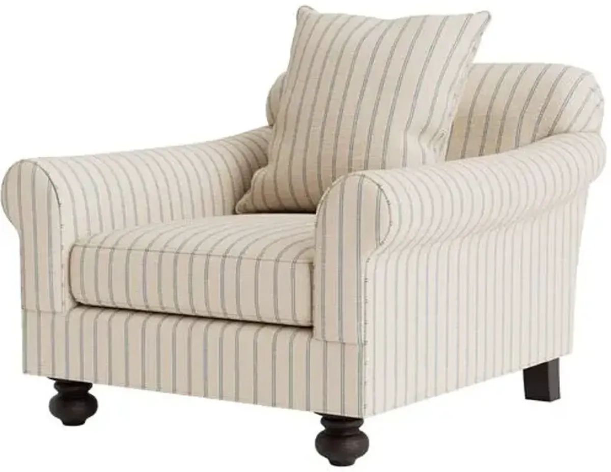 Marth Stewart Logan Chair - Lily Pond Linen Weave Stripe - Handcrafted - Blue