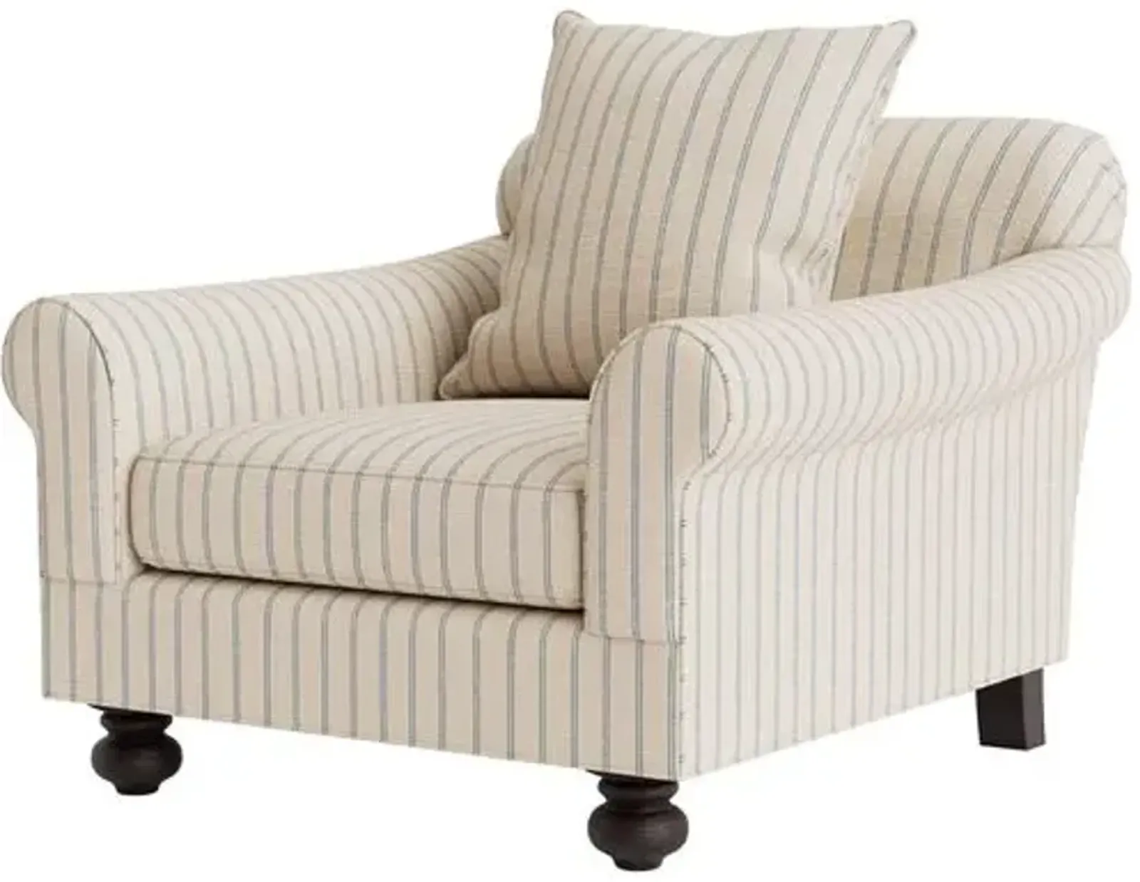 Marth Stewart Logan Chair - Lily Pond Linen Weave Stripe - Handcrafted - Blue