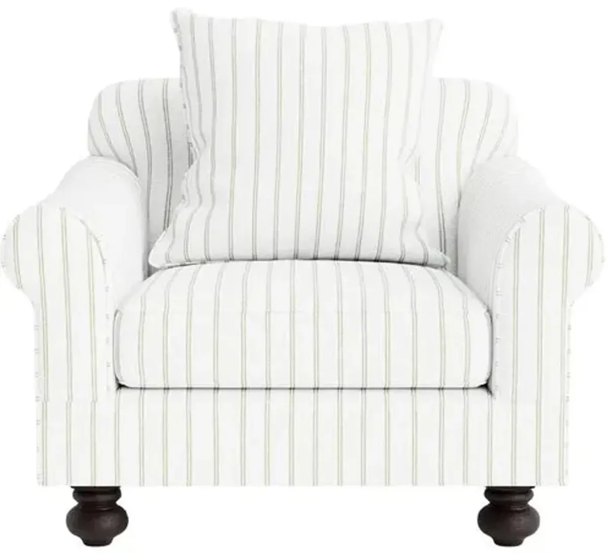 Marth Stewart Logan Chair - Lily Pond Linen Weave Stripe - Handcrafted - Green