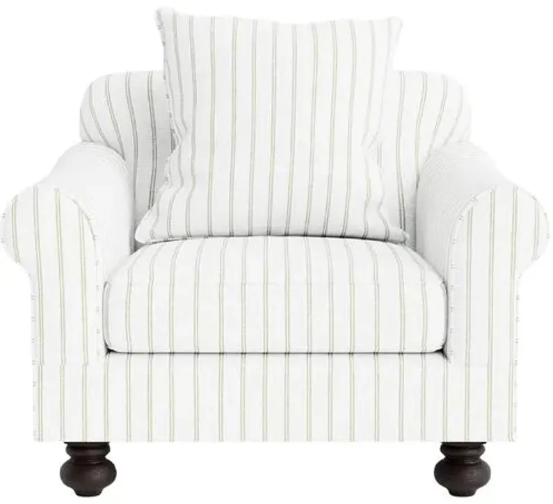 Marth Stewart Logan Chair - Lily Pond Linen Weave Stripe - Handcrafted - Green