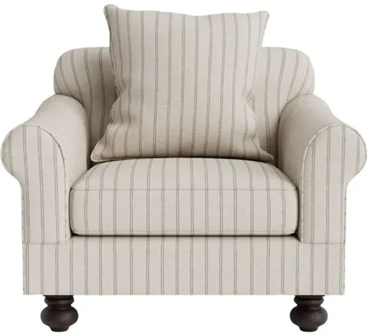 Marth Stewart Logan Chair - Lily Pond Linen Weave Stripe - Handcrafted - Gray