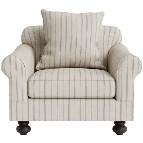 Marth Stewart Logan Chair - Lily Pond Linen Weave Stripe - Handcrafted - Gray