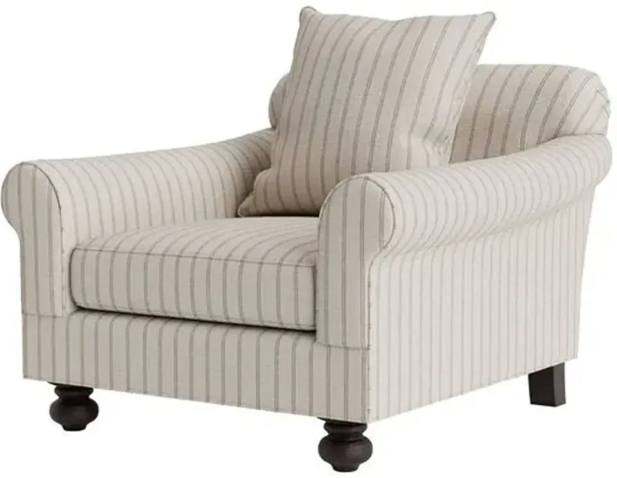 Marth Stewart Logan Chair - Lily Pond Linen Weave Stripe - Handcrafted - Gray