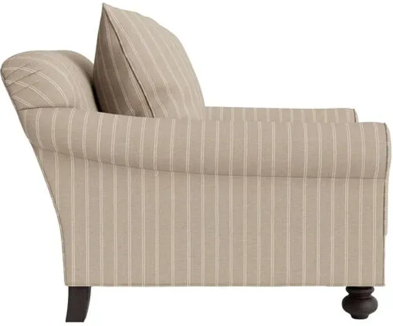 Marth Stewart Logan Chair - Lily Pond Linen Weave Stripe - Handcrafted - Brown