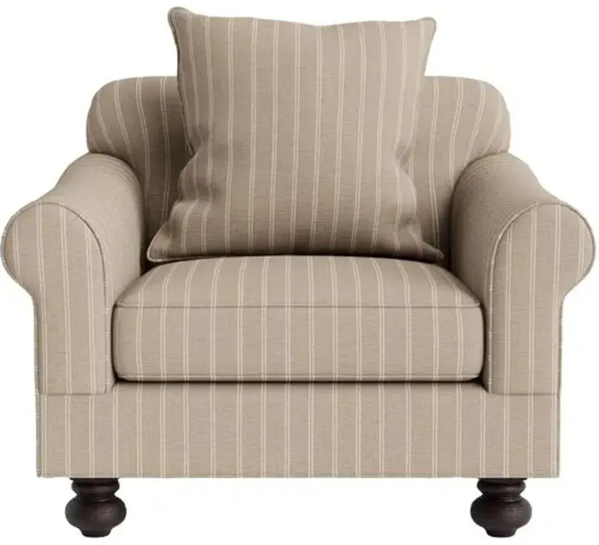 Marth Stewart Logan Chair - Lily Pond Linen Weave Stripe - Handcrafted - Brown