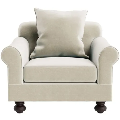 Marth Stewart Logan Chair - Perry Street Velvet - Handcrafted - Beige