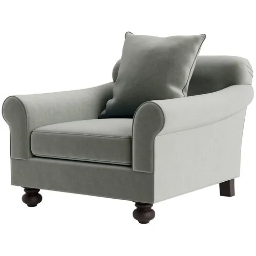 Marth Stewart Logan Chair - Perry Street Velvet - Handcrafted - Green