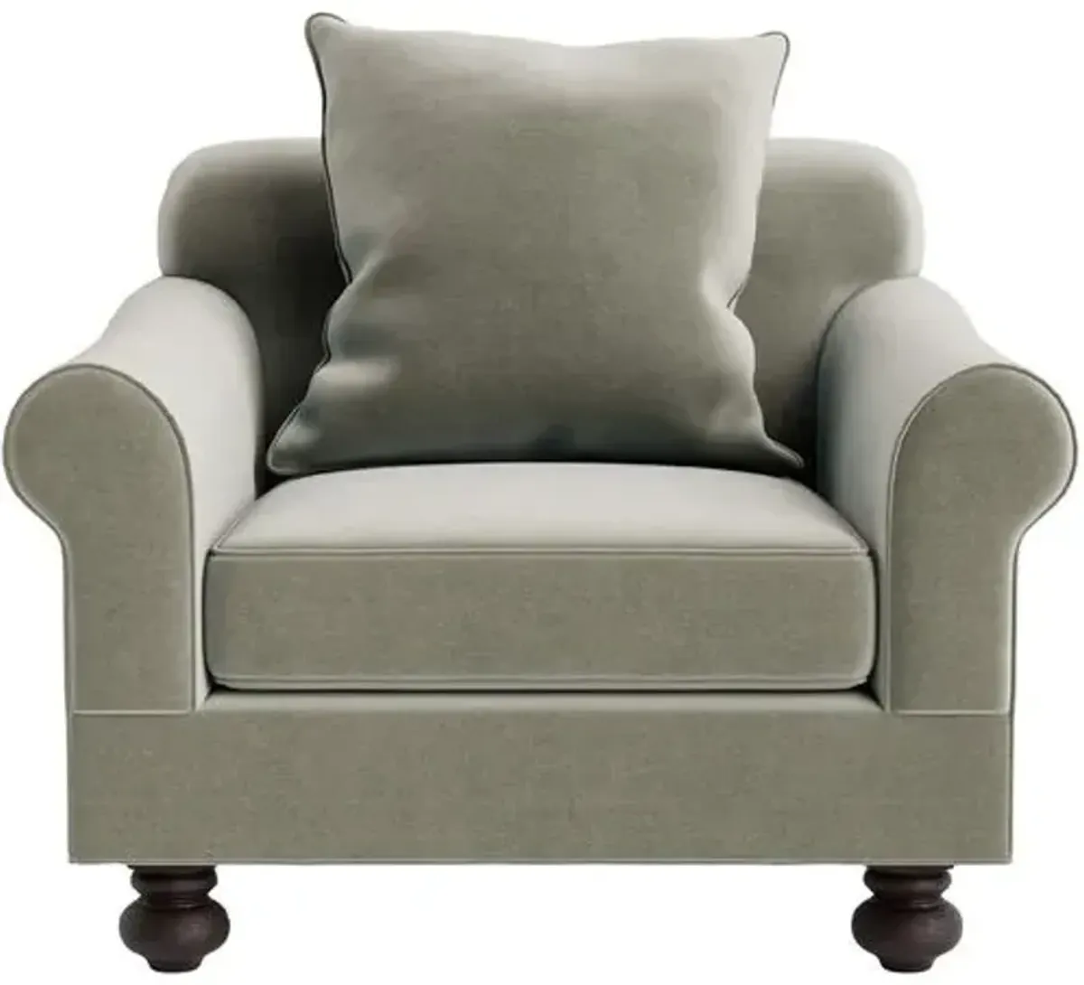 Marth Stewart Logan Chair - Perry Street Velvet - Handcrafted - Gray