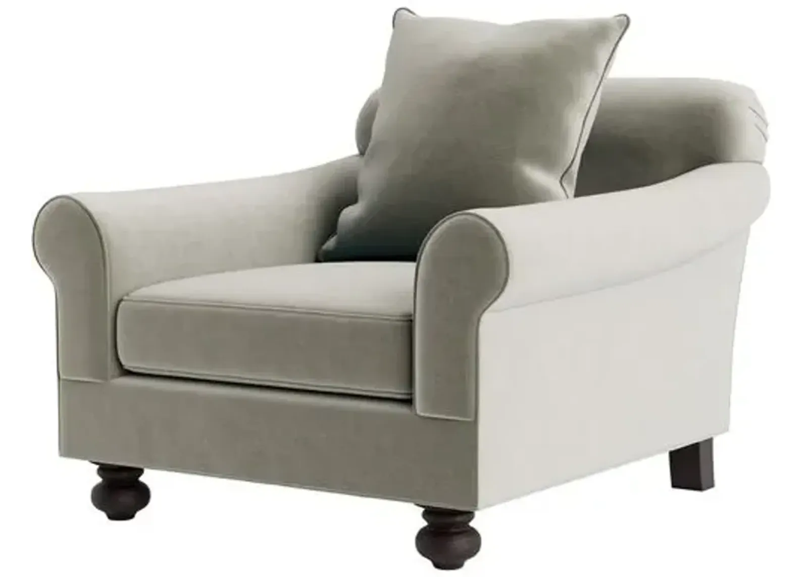 Marth Stewart Logan Chair - Perry Street Velvet - Handcrafted - Gray