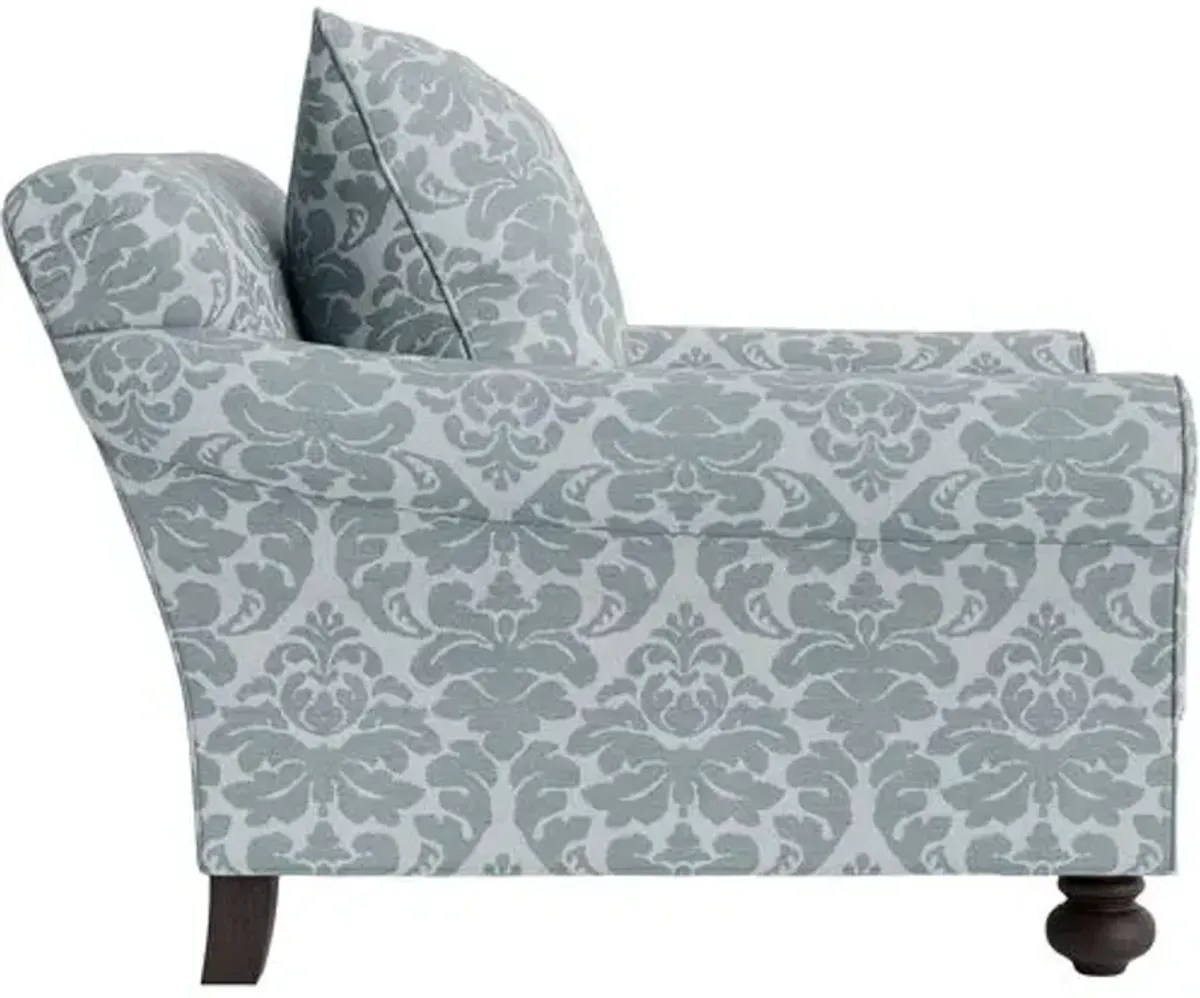 Marth Stewart Logan Chair - Skylands Damask - Handcrafted - Blue