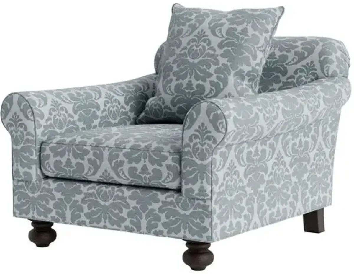 Marth Stewart Logan Chair - Skylands Damask - Handcrafted - Blue