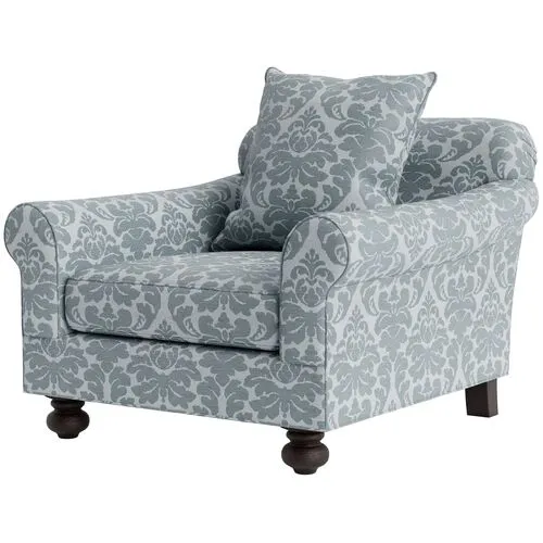 Marth Stewart Logan Chair - Skylands Damask - Handcrafted - Blue