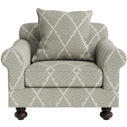 Marth Stewart Logan Chair - Bedford Jacquard - Handcrafted - Green