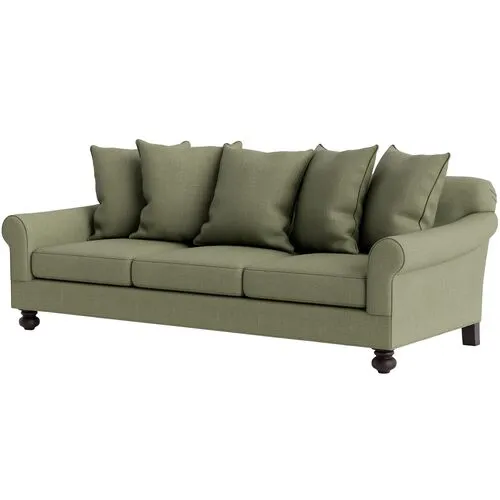 Marth Stewart Logan Sofa - Lily Pond Linen Weave - Handcrafted