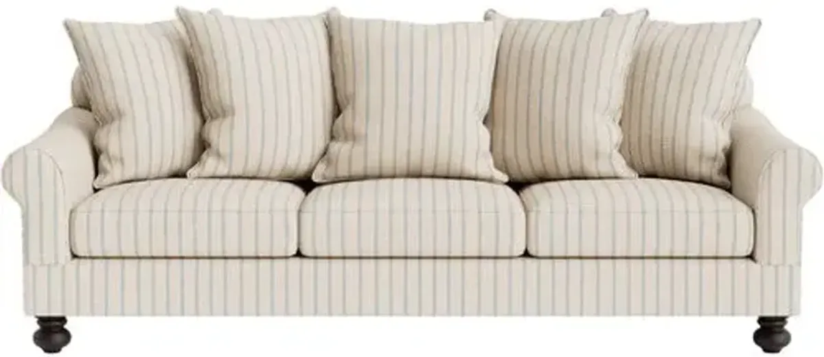 Marth Stewart Logan Sofa - Lily Pond Linen Weave Stripe - Handcrafted