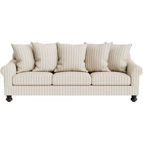 Marth Stewart Logan Sofa - Lily Pond Linen Weave Stripe - Handcrafted