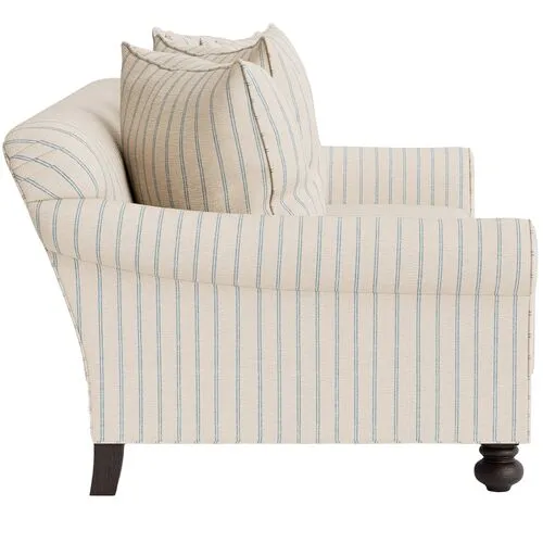 Marth Stewart Logan Sofa - Lily Pond Linen Weave Stripe - Handcrafted